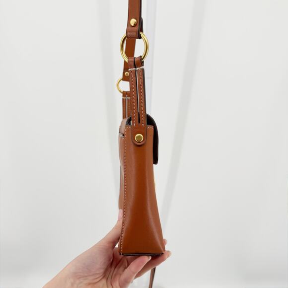 Tory Burch Miller Metal Logo Brown Tan Leather Crossbody Bag Small Handbag - Picture 9 of 9